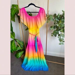 Ombre Off Shoulder Maxi Dress